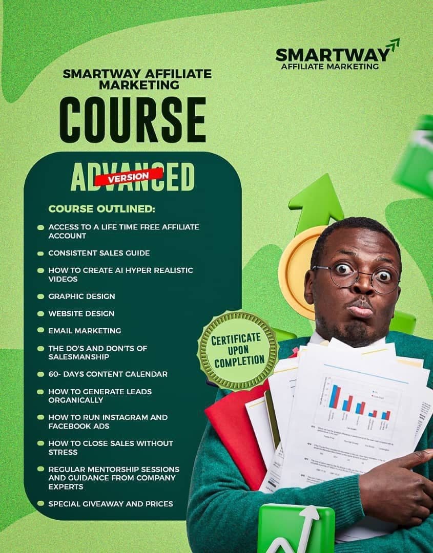 Official Smartway Affiliate Marketing Course flyer listing the course outline